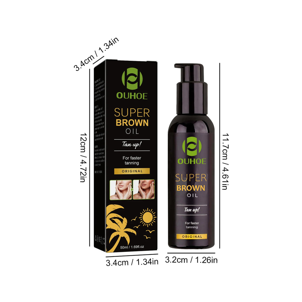 Brown Tanning Oil Sunless Self Tanning Body Bronzer Nourishing Summer Beach Solarium Powerful Natural Tanning Boosting Oil Oasis Select