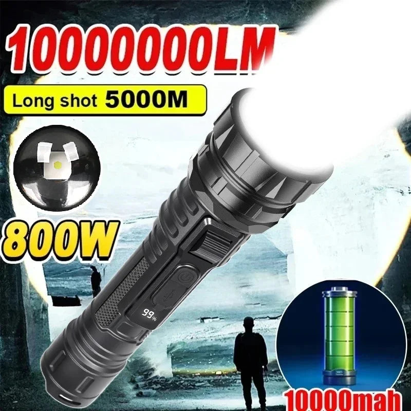 Powerful Led Camping Flashlight 18650 USB Rechargeable Zoom Torch with Side Light Outdoor Tactical Lamp 6mode Waterproof Lantern Oasis Select