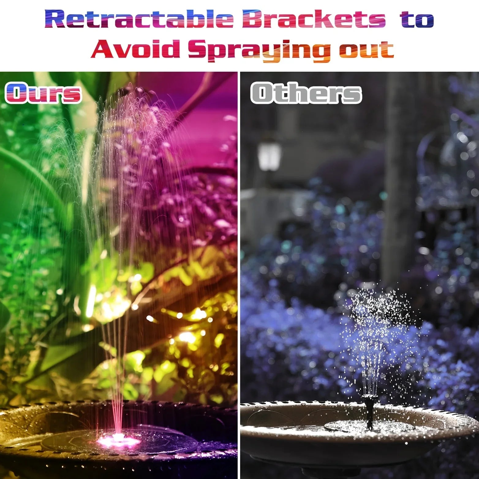 5.5W LED Solar Fountain Pump with Lights, for Bird Bath/Pool DIY Solar Water Fountain with Battery for Outdoor Garden Decoration Oasis Select