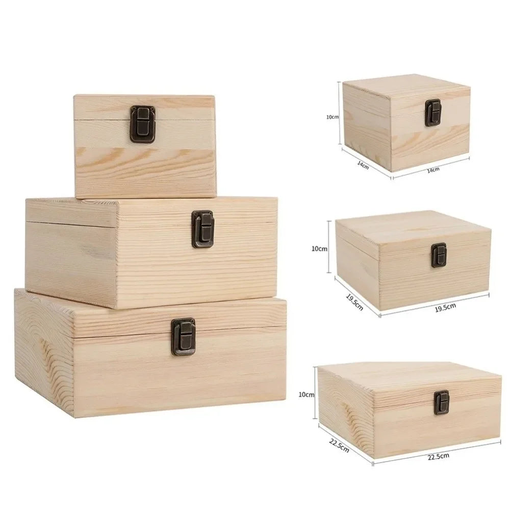 Retro Pine Wood Clamshell Storage Box – Jewelry & Gift Box