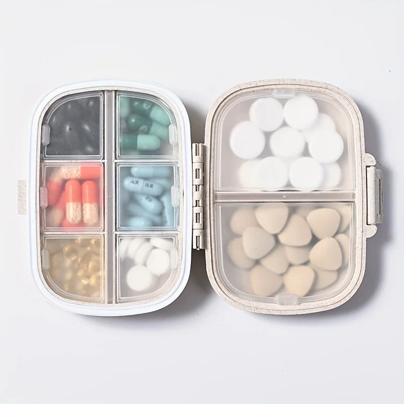 8 Grids Pill Box With Seal Ring Small Box For Tablets Wheat Organizer Container For Tablets Straw Container For MedicinesTravel Oasis Select