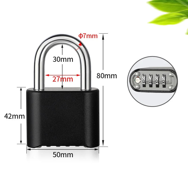 Big 4 Digit Combination Lock Shackle Outdoor Waterproof Padlock for School Gym Locker Gate Hasp Storage Box Fence Case Door Lock Oasis Select Black-style2