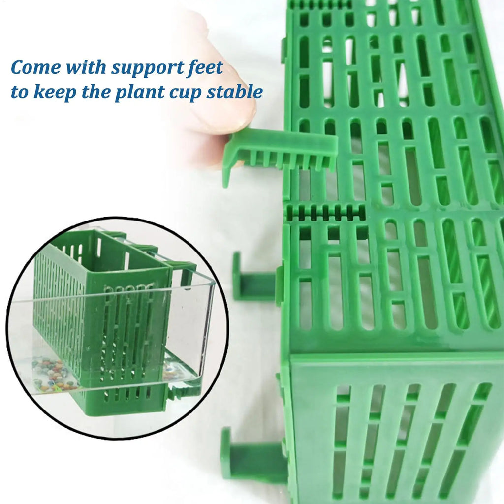 Aquarium Plant Stand Adsorbable Hydroponic Plant Storage Plastic Aquarium Square Hollow Storage Basket Fish Tank Decorations Oasis Select