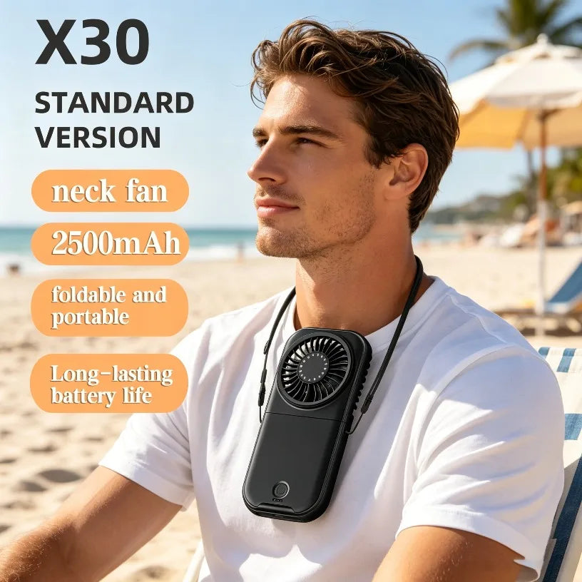 Handheld Fan Multi-use Fan Foldable Handheld Neck Hanging Desk Fan 4 Speed 2500mAh USB Rechargeable Cooling Fan Oasis Select