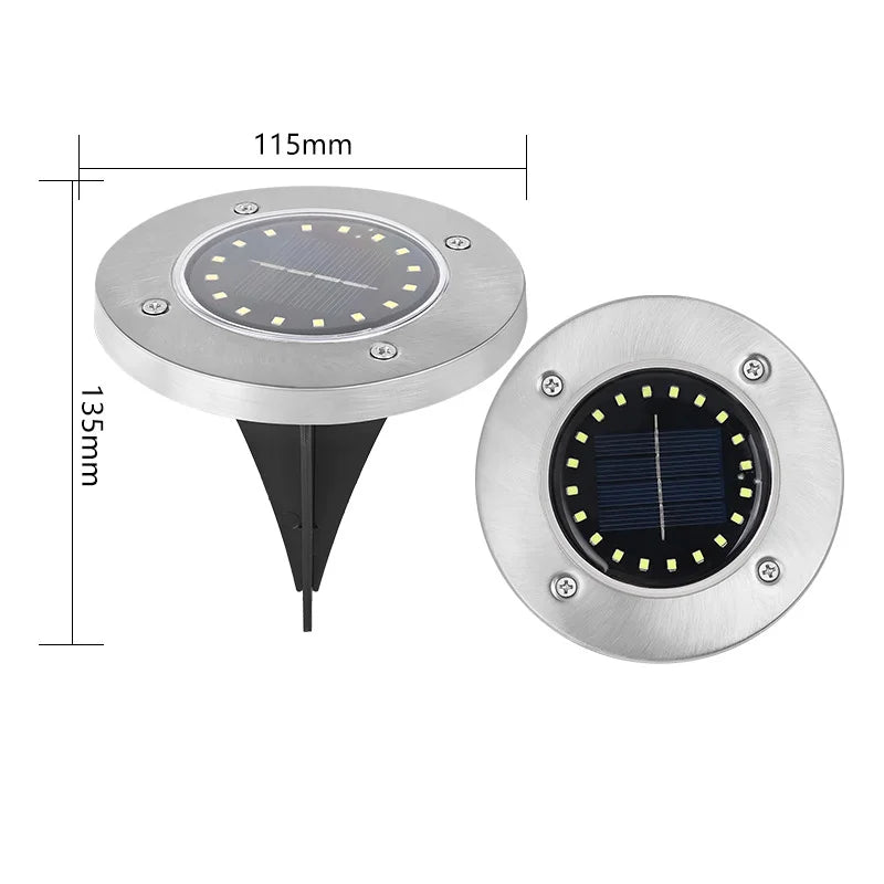 Solar LED Ground Lights 20 LED Outdoor Disk in-Ground Garden Light Set Waterproof Bright Landscape Lighting for Yard Patio Oasis Select