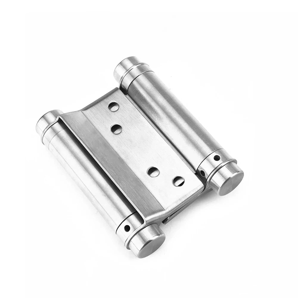 2Pcs 3-inch Stainless Steel Two-way Hinges,double Spring Hinges,denim Door Fence Automatic Closing Hinges Silver,Black W/Screws Oasis Select