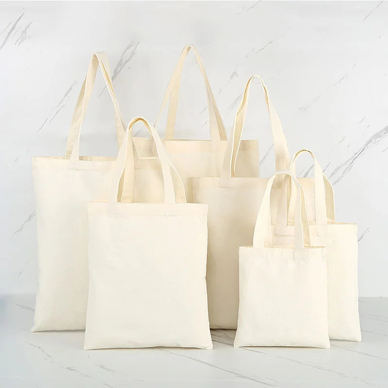 Reusable Foldable Shoulder Handbag Eco-Friendly Women Ladies Large Cotton Fabric Canvas Tote Bag For Market Shopping Bags Blank Oasis Select