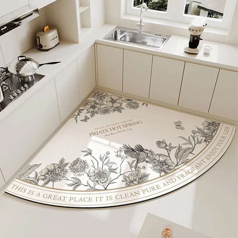 Nordic retro floor mats for bathroom, toilet, kitchen, household, cuttable, water-absorbent, quick-drying, non-slip floor mats Oasis Select J 80X80cm