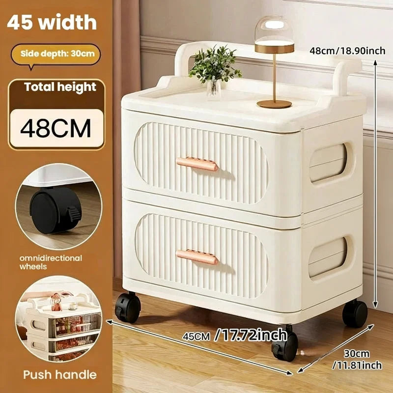 Drawer-style storage cabinet - A household portable storage unit for storing snacks and miscellaneous items in multiple layers. Oasis Select 45cm-2 layers-white