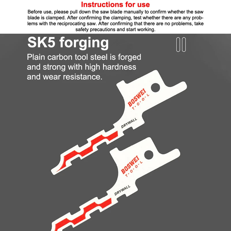 2pcs Reciprocating Saw Blades SK5 Steel Saw Blade For Plasterboard 86 Type Wire Box Hole Opening Cutting Power Tools Accessories Oasis Select