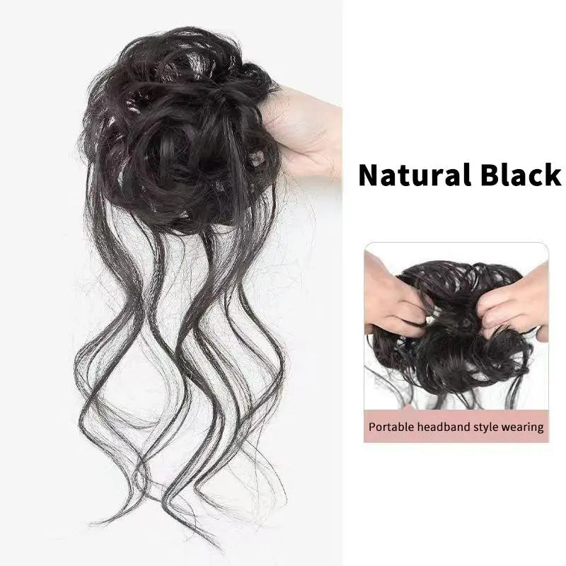 Wispy Dragon Bun Hair Extension – Messy Curly Clip-On Updo Clip-On Hair Extension Oasis Select 3