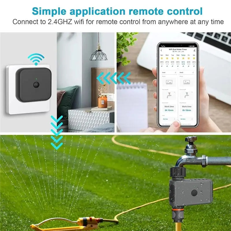 ~WISH Automatic Sprinkle Timer Remote Controlled Garden Watering System Smart Irrigation Hose Control Unit US Plug Oasis Select