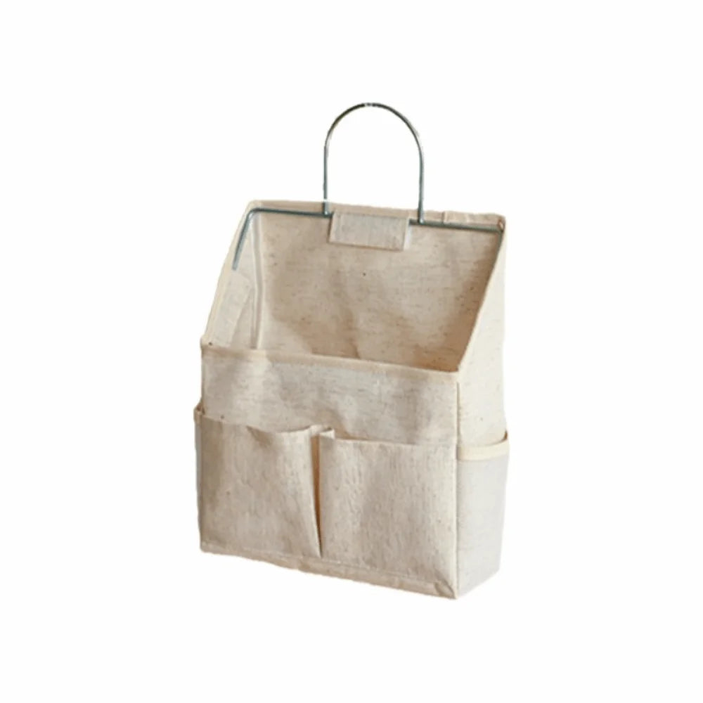Hanging Storage Bag with Pockets | Cotton Linen Wall Organizer