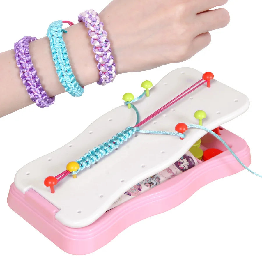 Handmade Rope Braiding Set Colorful Weaving Material Kit DIY Bracelet Craft Creative Activity Friendship Band Making Supplies Oasis Select Pink