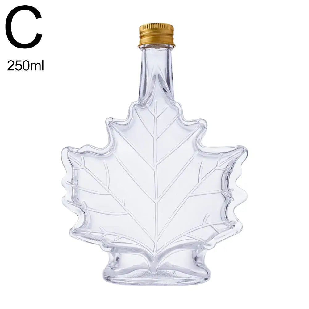 1pcs 50ml 100ml 250ml Mini Maple Leaf Shape Whisky Alcohol Canning Small Wine Syrup Glass Bottles With Cover For Liquor Scotch Oasis Select C