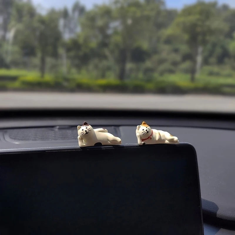 Cute Car Interior Decoration Ornaments Mini Cat Action Figure Auto Dashboard Rearview Mirror Decoration Car Accessories Oasis Select