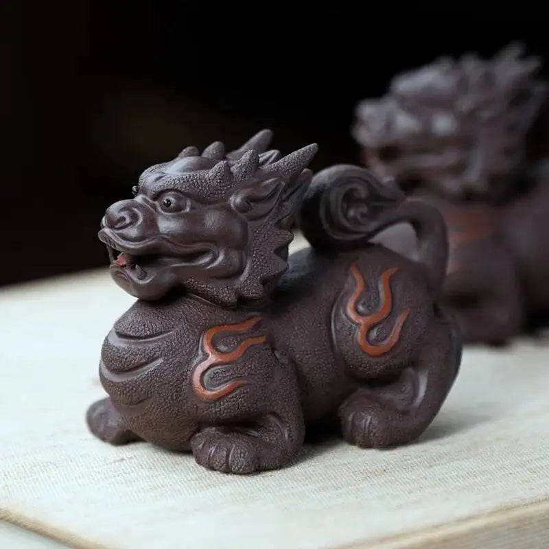 Purple Sand Tea Pet Ornaments Attracting Wealth Fire Pixiu Livable Tea Play Tea Table Decoration Accessories Oasis Select