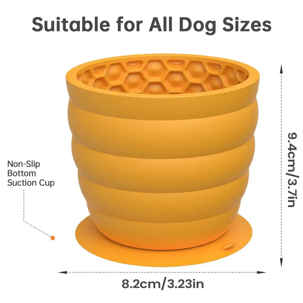 Silicone Slow Feeder Dog Bowl Anti-Choking Interactive Pet Dishes Slow Feeder Cat Bowl Promotes Healthy Digestion Anti-Slip Oasis Select Yellow
