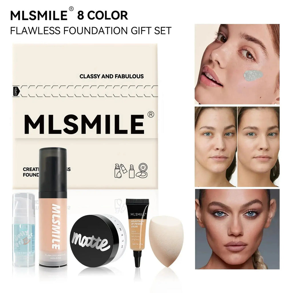 MLSMILE Makeup Set – Primer, Foundation, Concealer & Powder