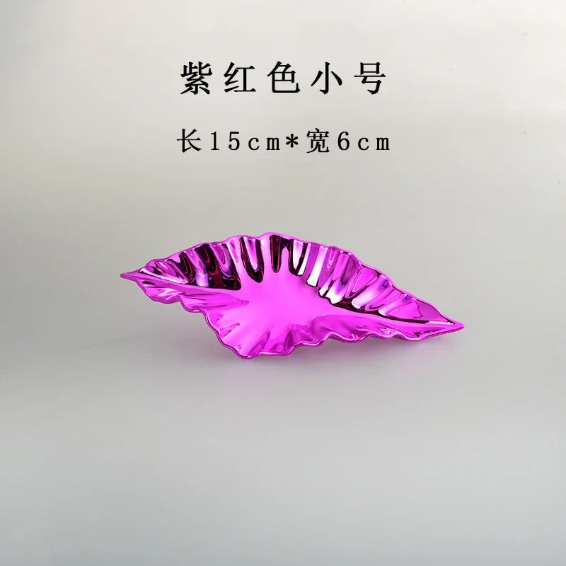 Modern Living Room Simple Nail Free Imitation Metal Wall Decoration Wall Hanging Wall Leaf Decoration Soft Installation Pendant Oasis Select Purple 15cm