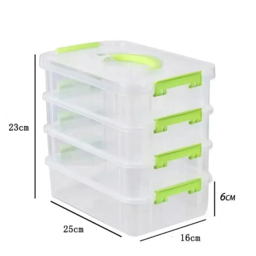 4-layer Transparent Plastic Storage Box Cover Partitioned Drawer Storage Box Building Block Storage Box Portable Storage Box Oasis Select