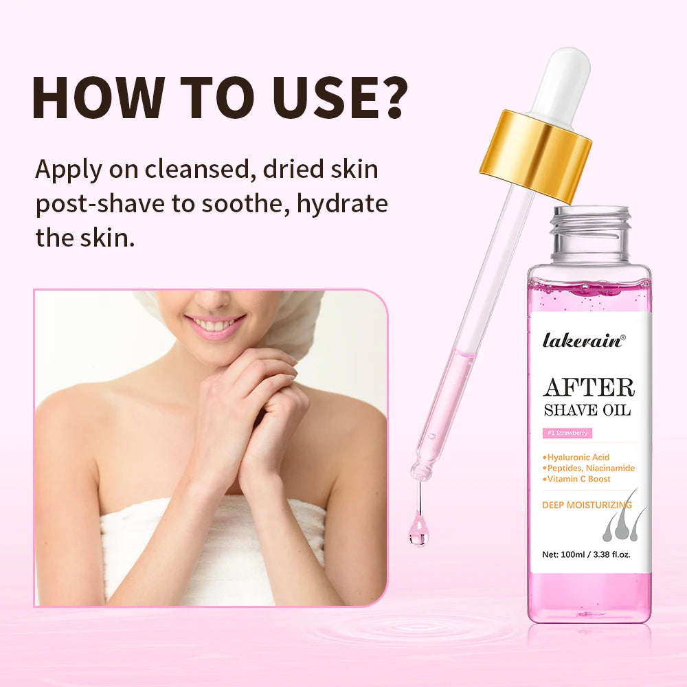 Strawberry After Shave Care Oil 100ml Women Men Smooth Skin Moisturizes Soft Serve Hair removal Shave Oil After Shave Oil﻿ Oasis Select