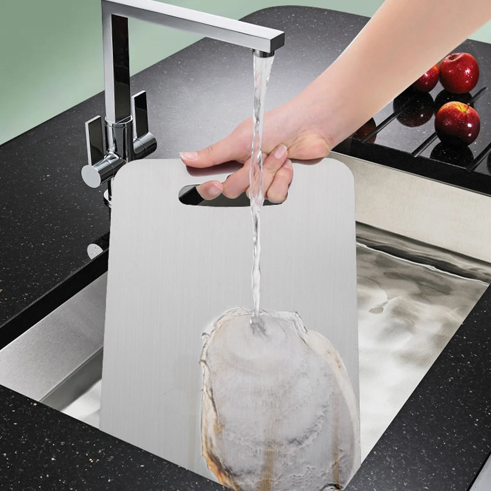 New stainless steel cutting board, multiple materials, for kitchen, home, camping, parties, and barbecues, usable on both sides Oasis Select