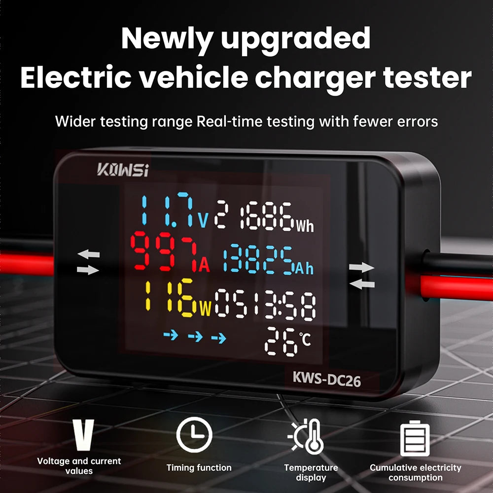 KWS-DC26 Battery Charger Tester DC8-80V 20A/25A/35A/50A Ammeter LCD Bidirectional Measurement Battery Level Detector Power Meter Oasis Select