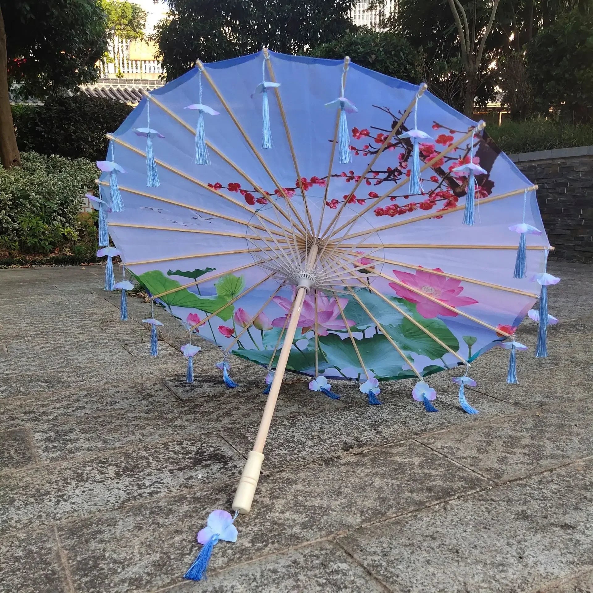 Antique Hanfu Fringe Umbrella Performance Photo Props Dance Silk
