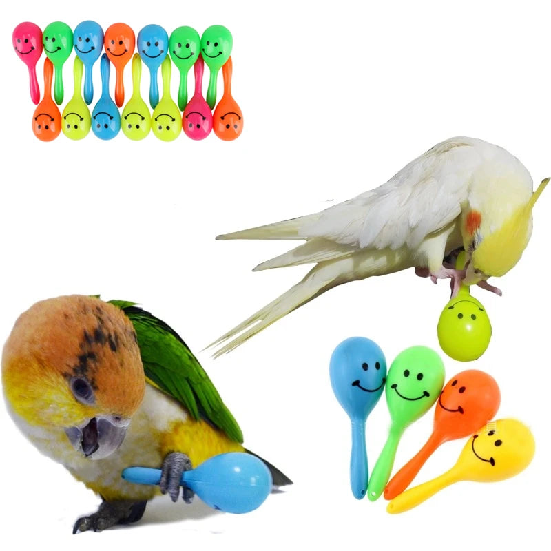 3pcs Bird Toys Parrot Rattle Bell Sand Hammer Maracas Bird Bite Wisdom Interactive Training Toy Pet Bird Toys Color Random Oasis Select