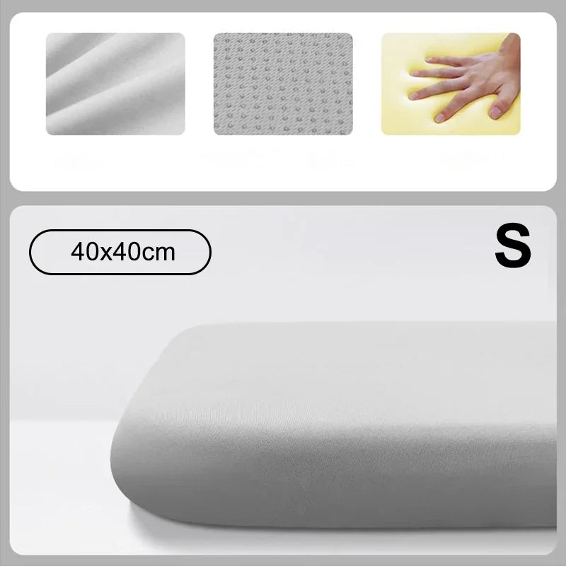 Memory Foam Ice Silk Elastic Fabric Seat Cushion Soft Long Sitting Lumbar Support Pain Relief Office Chair Pad Car Seat Pad Oasis Select grey-S