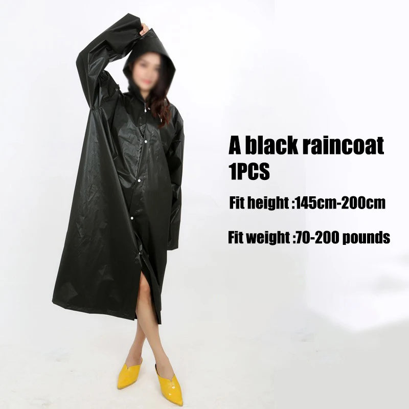 EVA High-quality unisex thickened waterproof men's camping raincoat and rain boots set (single piece) made of EVA material. Oasis Select Black raincoat