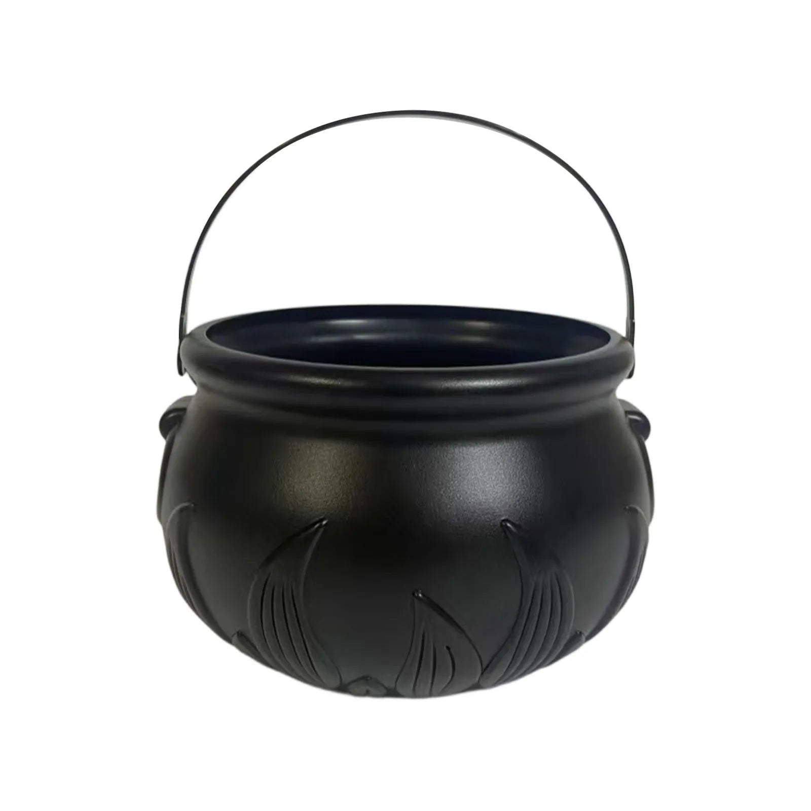 Halloween Witch Cauldron Candy Bucket – Flame Stripe Pot Decor Halloween Candy Bucket Oasis Select