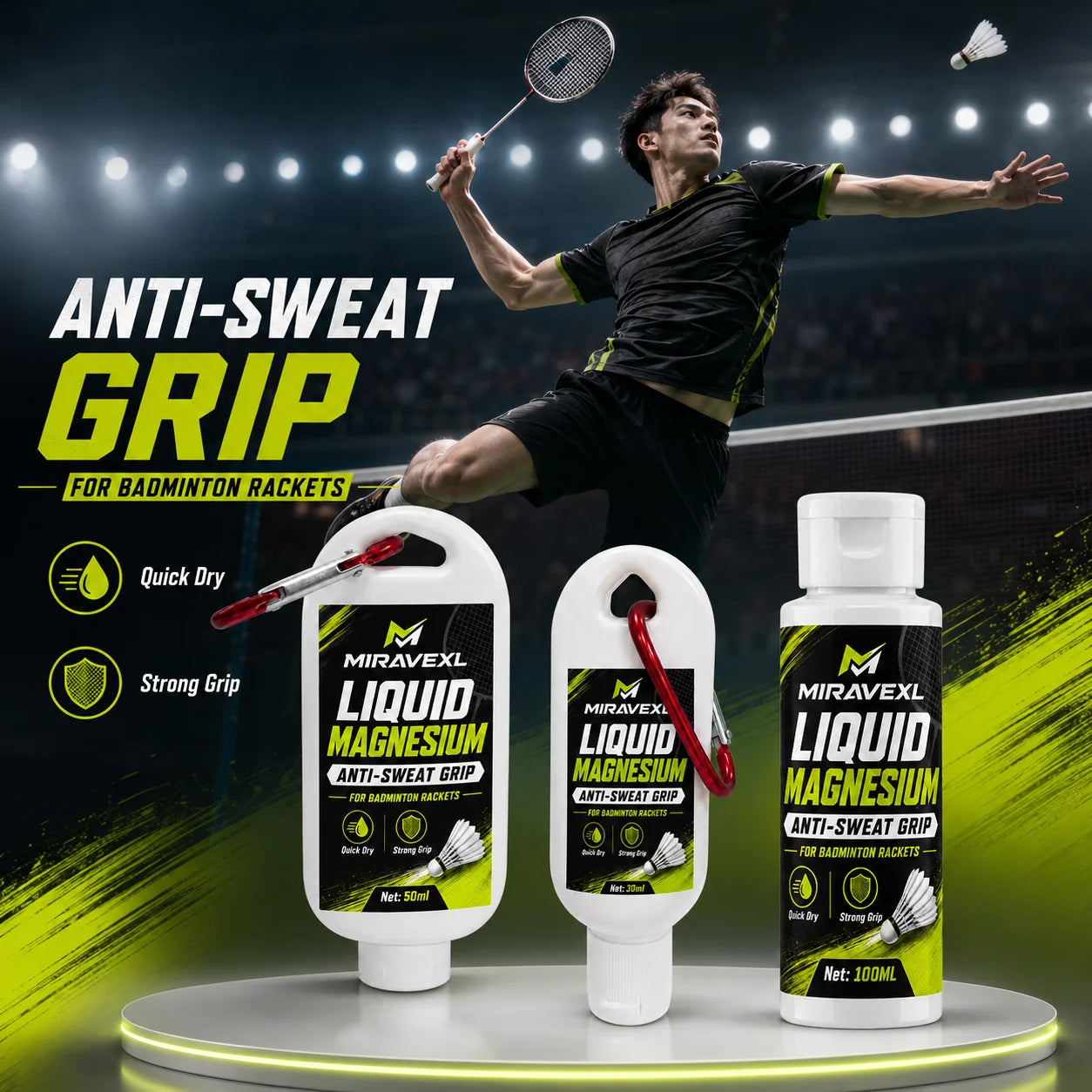Badminton Racket Anti-Sweat Liquid Grip – Prevent Slipping, Improve Control, Free Sports Wristband, 30-100ML Sports Training Kit Oasis Select