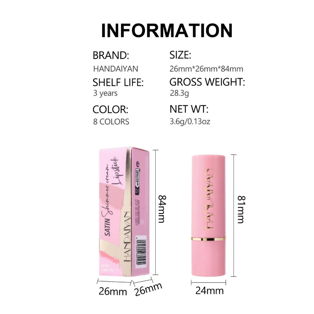 Handaiyan Glitter Diamond Lipstick – 8 Shades, Waterproof