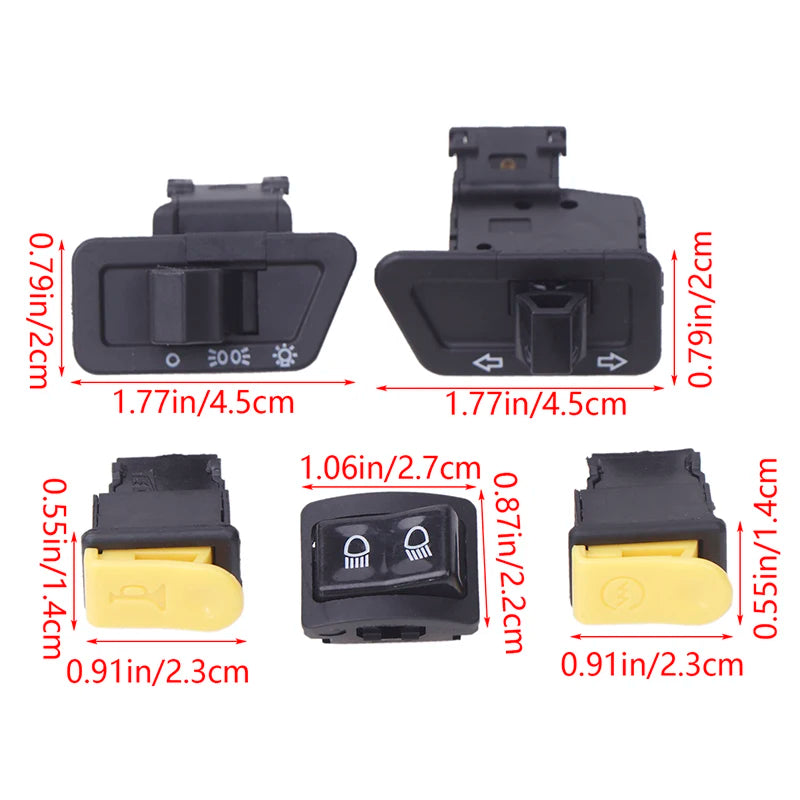 5Pcs/Set Motorcycle Button Switch Head Light Horn Dimmer Turn Singal Starter High Low Beam Electric Start Button For Moto Oasis Select