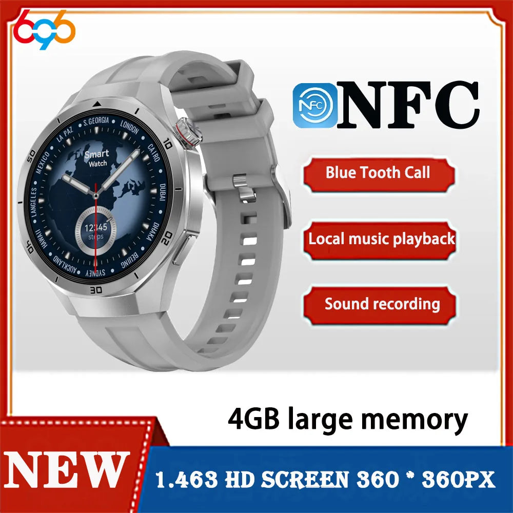 4GB Memory Local Music Playback Smart Watches Blue Tooth Call Sports Fitness NFC Heart Rate Men Women Sound Recording Smartwatch Oasis Select