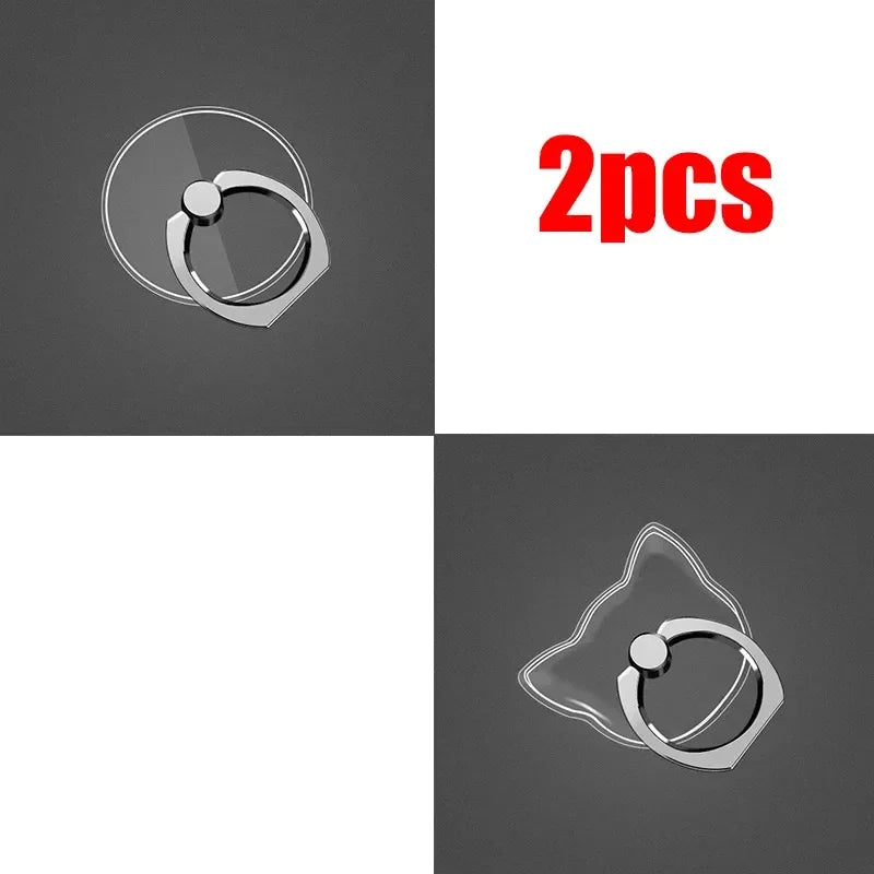 1/2/3Pcs Cell Phone Ring Holder Stand 360 ° Degree Rotation Clear Finger Grip Kickstand Compatible iPhones or Phone Case Oasis Select Round-Cat