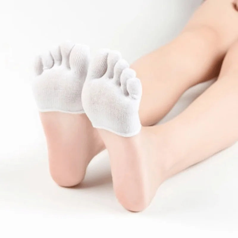 Summer Half Palm Five Fingers Socks Invisible Thin High Heel Front Foot Open Toe Socks Women Shallow Sandals Split-Toe Sock Oasis Select WHITE One Size
