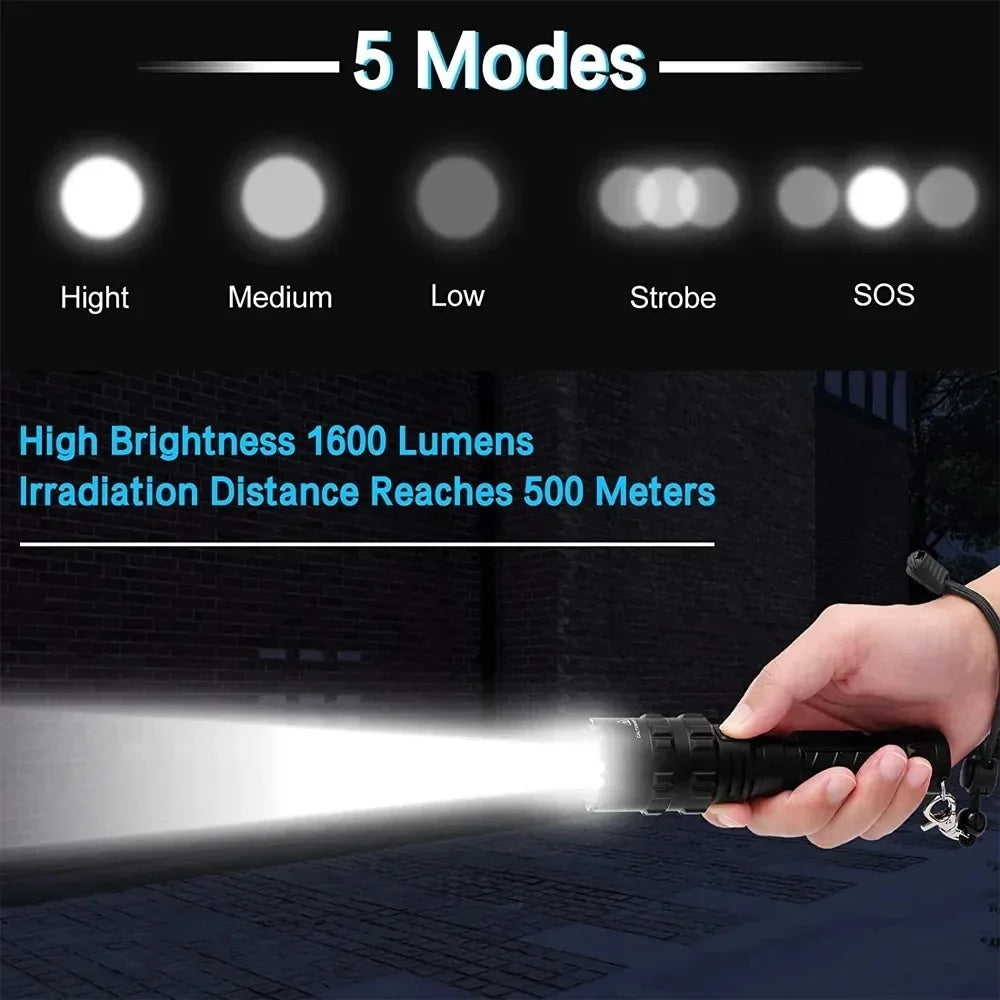 LED Tactical Hunting Flashlight USB Rechargeable Waterproof Torch Lamp Professional Shooting Night Scout Lights Set Oasis Select