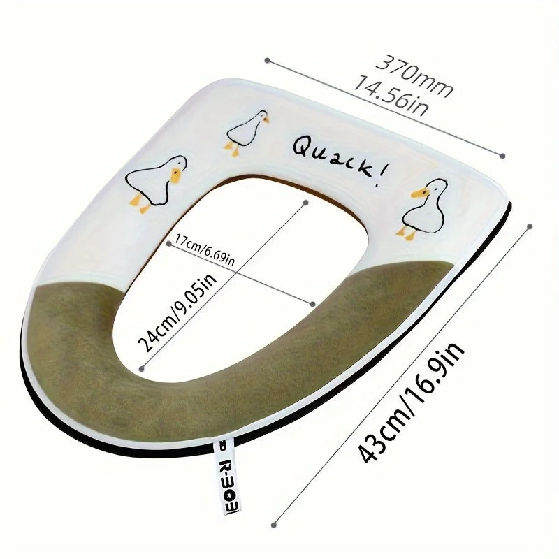 Cute Embroidery Toilet Seat Cover With Zipper Soft Warmer Washable Toilet Mat Cover Pad Cushion WC Ring Mat Bathroom Aceesories Oasis Select