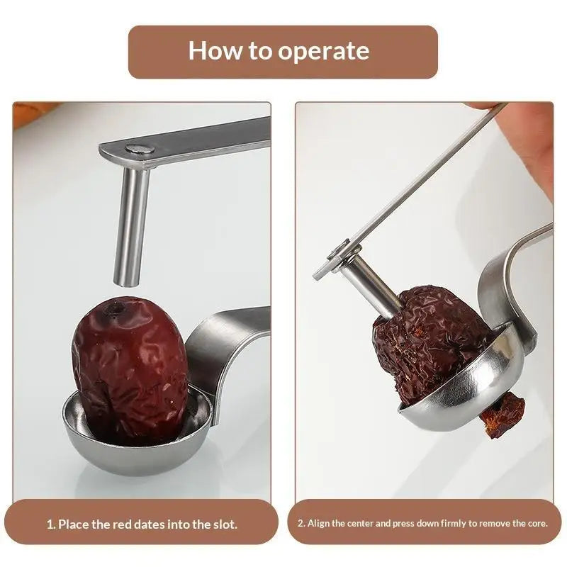 SU Stainless Steel Cherry Seed Remover Cutter Kitchen Gadgets Vegetable Tool Apples Red Dates Corers Twist Fruit Core Remove Pit Oasis Select