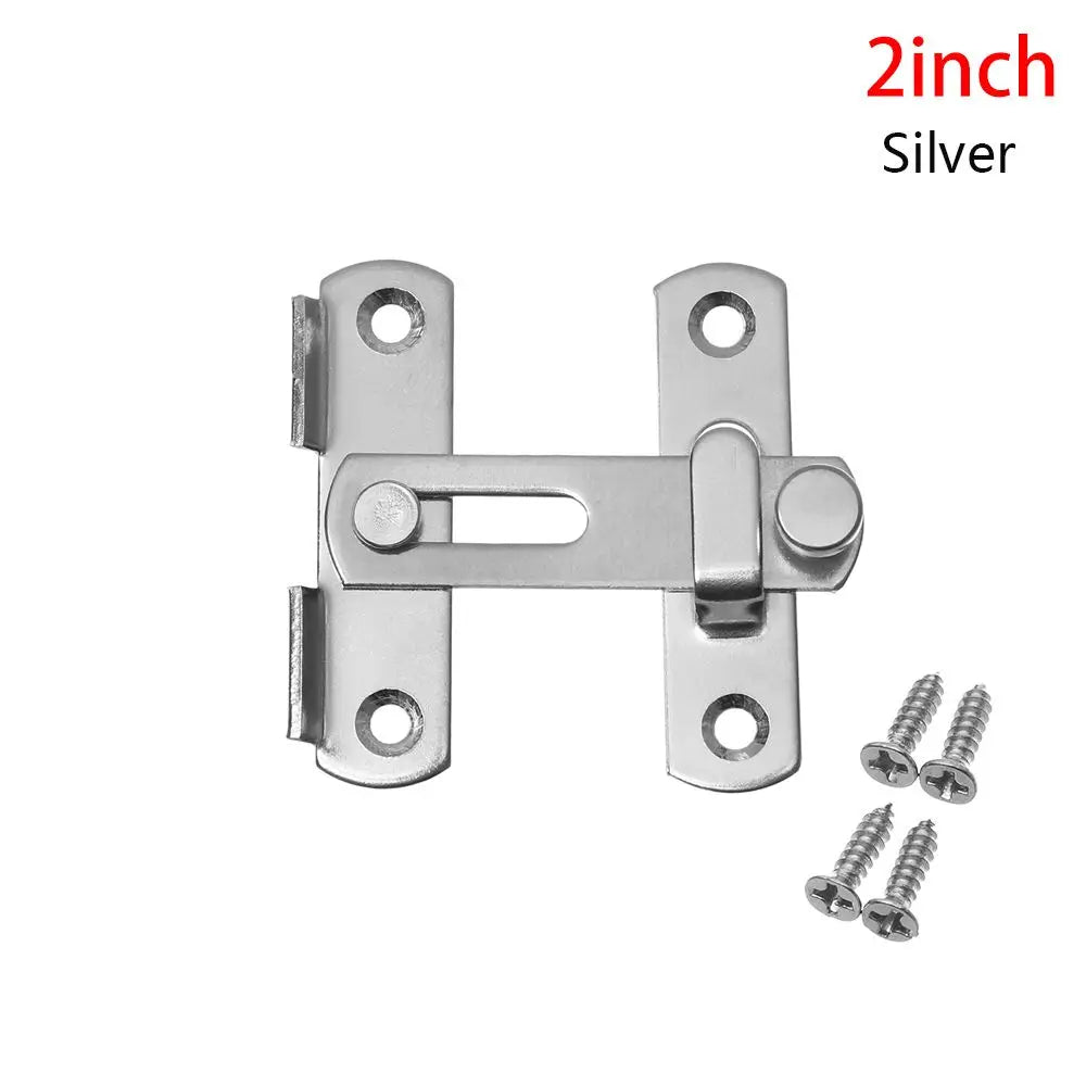 Stainless Steel Straight Lock Buckle Security Hasp Door Bolt Cabinet Catches Window Catch Lock Silent Gate Buckle Padlock Clasp Oasis Select 2inch-silver