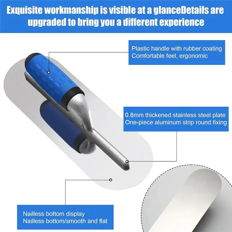 LIKE WISH 3PCS Stainless Steel Pool Trowel Set (16Inch/14Inch/12Inch) Flat Concrete Finishing Trowel Tools Oasis Select
