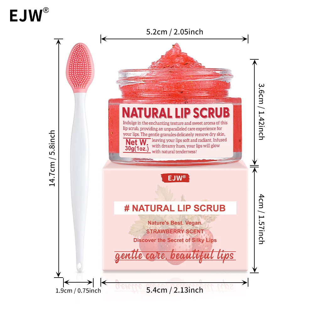 Strawberry Sugar Lip Scrub – Exfoliator & Moisturizer for Dry Lips Sugar Lip Scrub Oasis Select