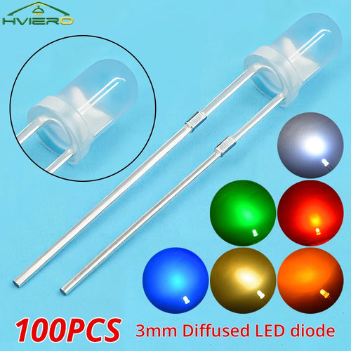 100PCS 3mm Diffused LED Diode Bulbs – 6 Colors | DIY & Decor LED Diode Bulbs Oasis Select