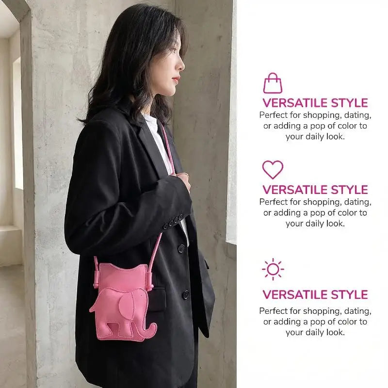 Elephant Mini Crossbody Bag – PU Leather Coin Purse for Women