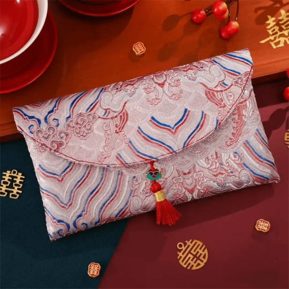 New Fabric Red Envelope Red Color Big Capacity Money Pocket Embroidery HongBao Spring Festival Oasis Select Pink 10-18cm