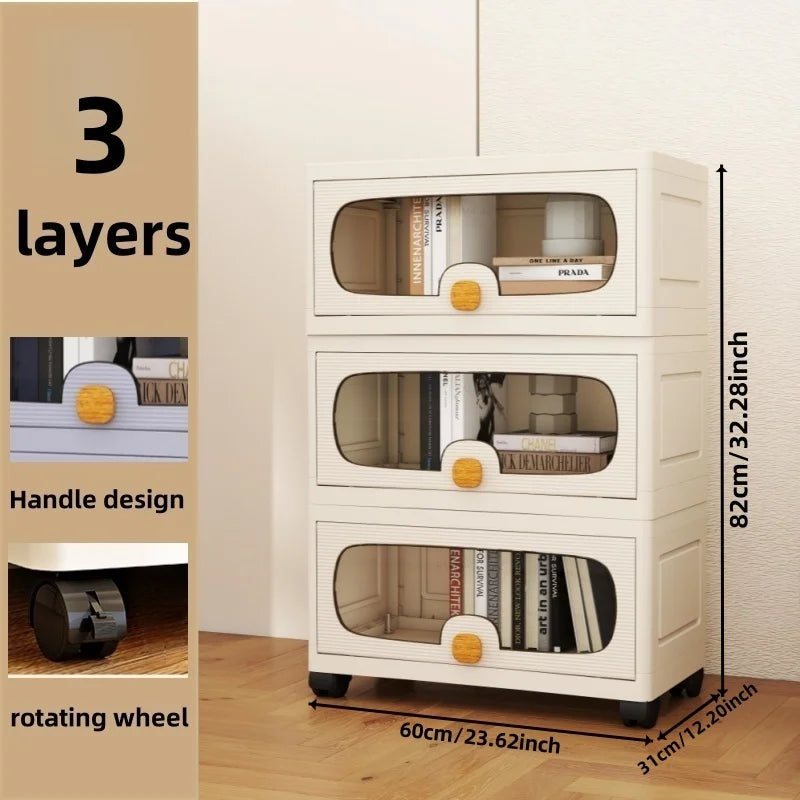 60cm Flip-Top Multi-Layer Storage Cabinet with Casters
