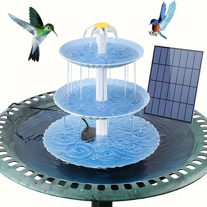 Solar Bird Bath Water Fountain Detachable DIY Water Landscaping Fountain For Bird Bathing Garden Decoration, Outdoor Bird Feeder Oasis Select sky blue